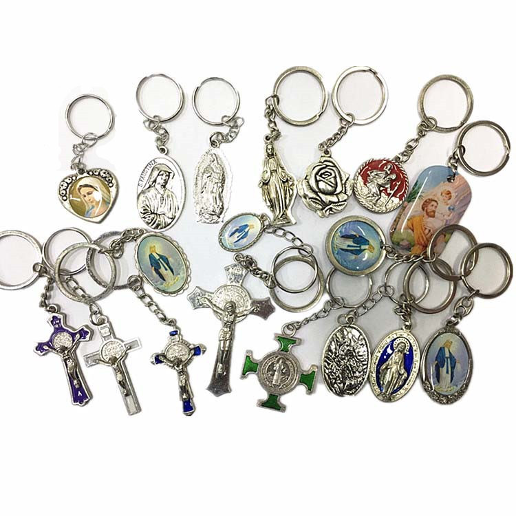 Keychain Tag Pendant European and American Double-Sided Holy Bitter Cross Ornament Factory Direct Supply