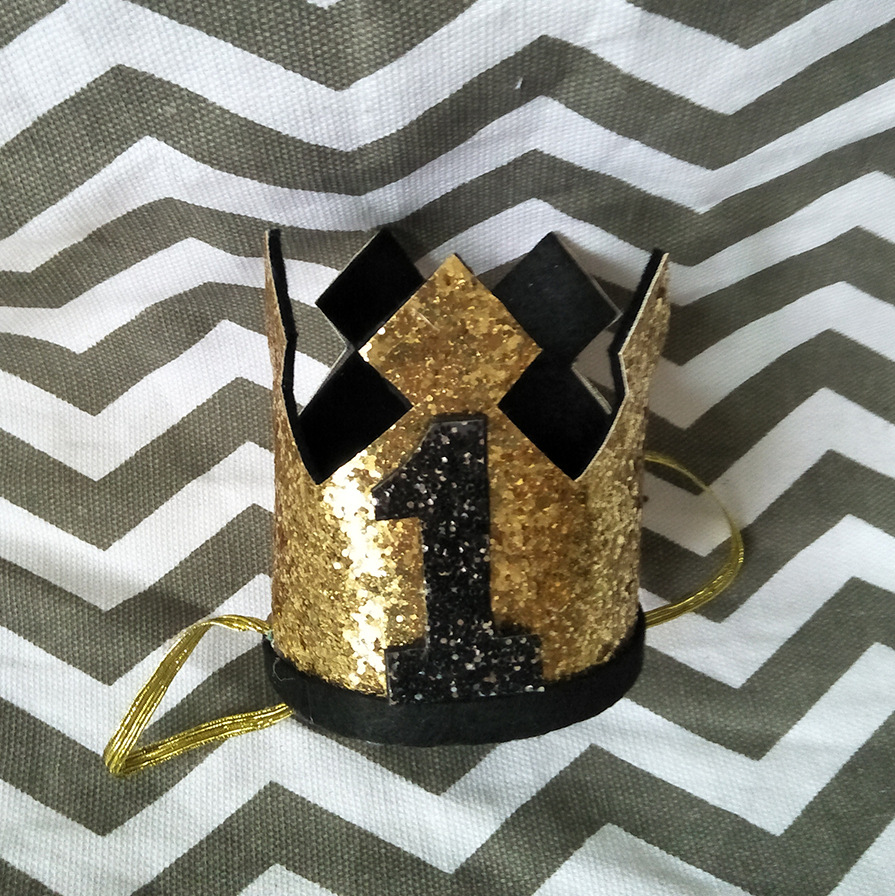 定制 炫酷黑金色系皇冠男宝宝周岁生日头饰影楼拍照道具可定制款