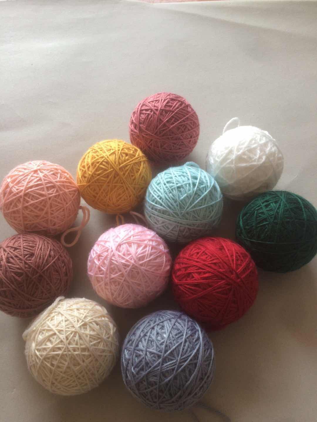 厂家4cm-10cm绕线球带绳子 diy手工制作装饰圣诞树毛线球挂件