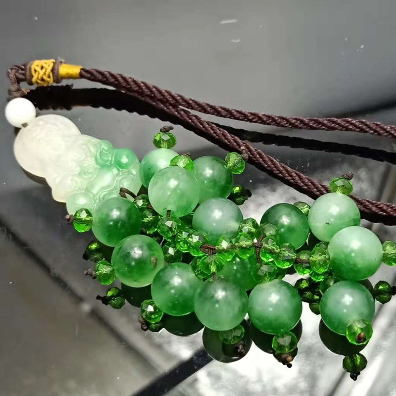 精品翡翠玉观音汽车挂件b料玉珠平安挂件家居挂饰一件代发