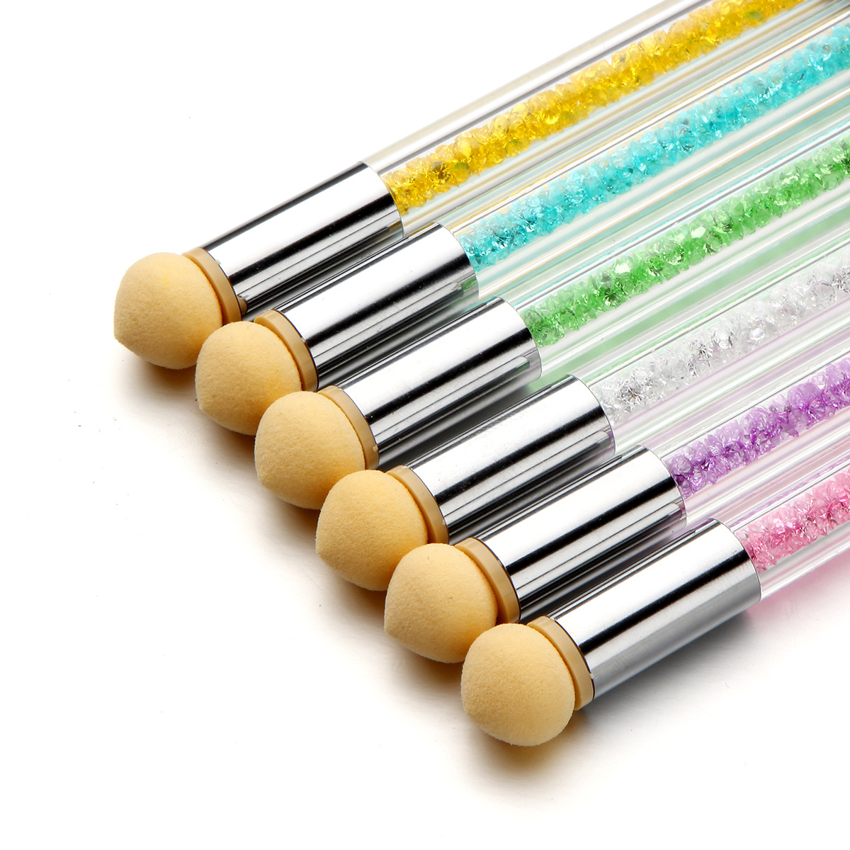 美甲笔新款单支带钻海绵笔渐变笔晕染笔点彩笔双头可换洗