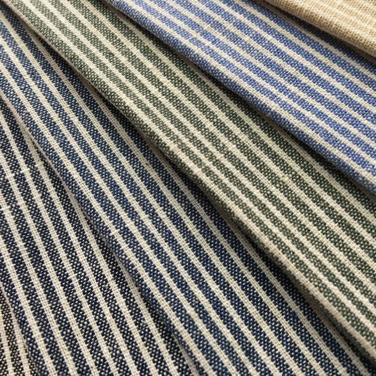 现货供应批发全棉21支色织青年布竹节磨毛条子 加厚竹节磨毛条子