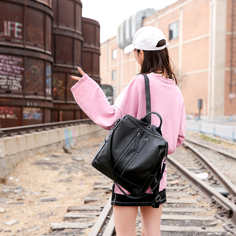 Nylon Backpack Women's Korean-Style Simple Fashion Backpack Oxford Cloth Casual Student Schoolbag Travel Backpack Fashion