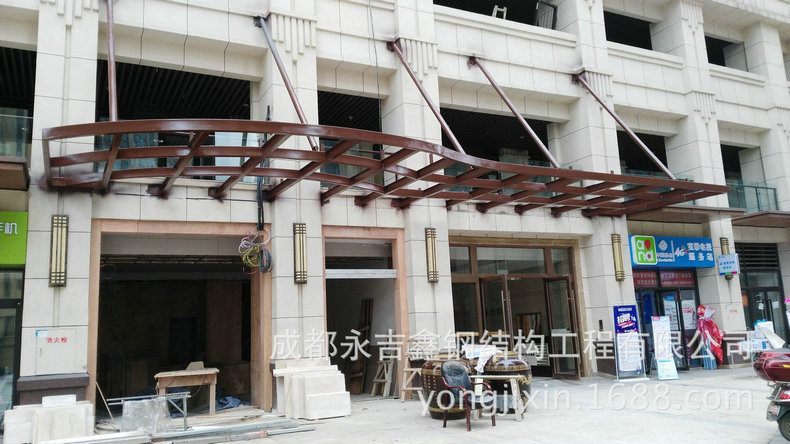 成都钢结构玻璃雨棚 采光通道安全夹胶玻璃雨棚