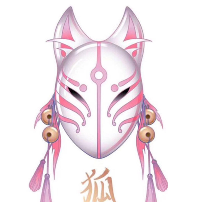 新款狐仙和风半脸猫全脸猫脸面具动漫pvc狐妖节庆表演全脸面具