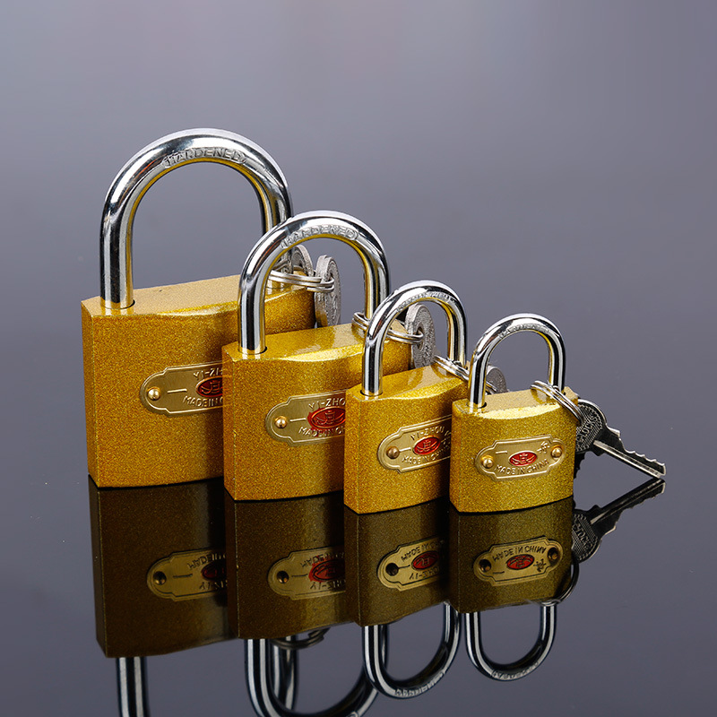 一舟金色薄型挂锁 一字钥匙小挂锁 铁挂锁50mm63mm家用