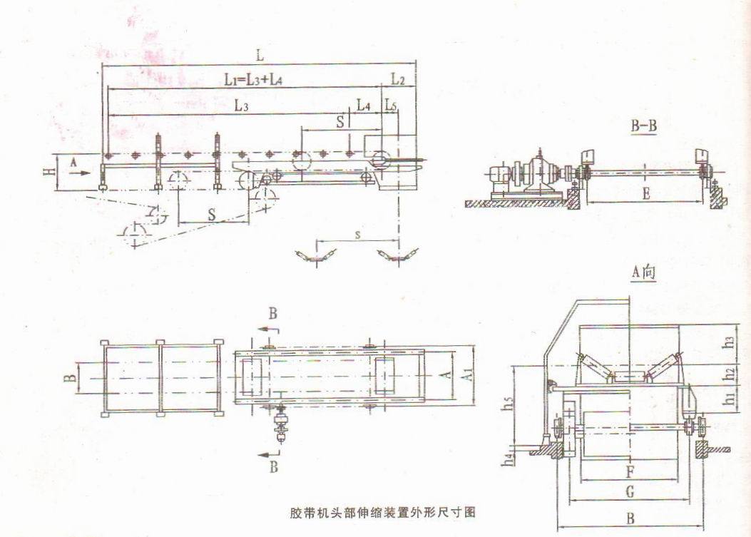 专业生产sst-1600皮带机头部伸缩装置 两/三工位皮带机伸缩头
