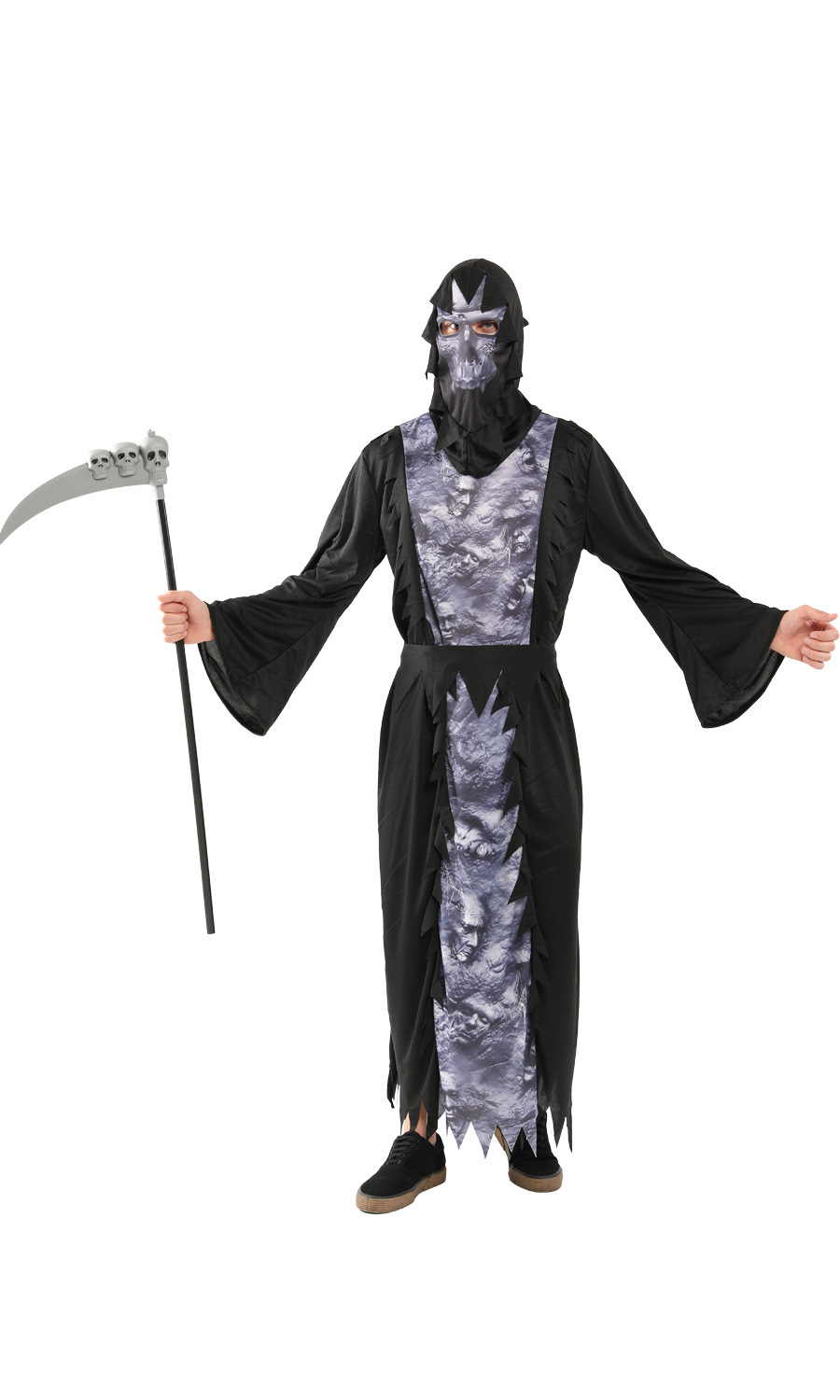万圣节cosplay服装 成人男演出服 骷髅恐怖恶魔长袍m-0163鬼衣