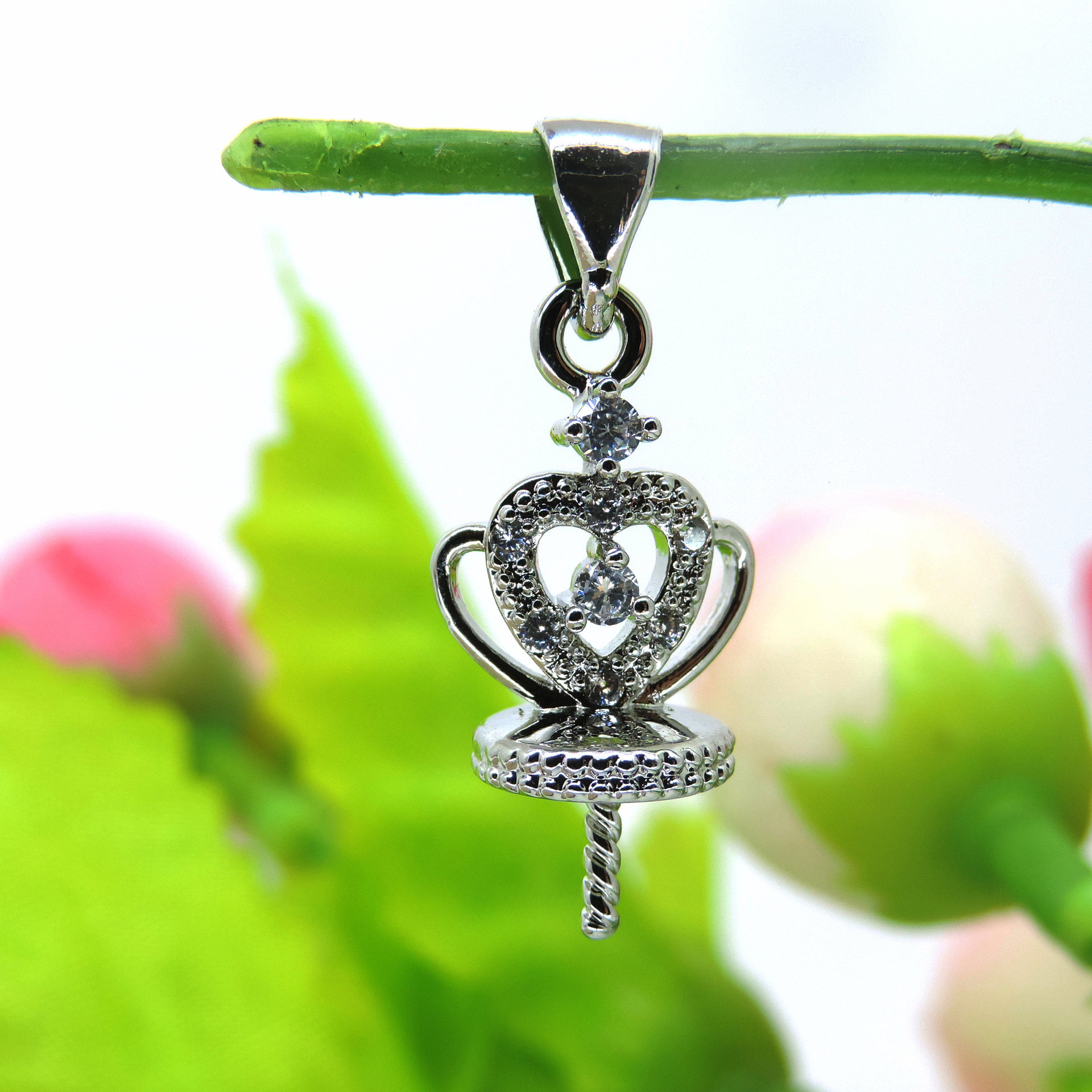 吊坠托 珍珠吊坠头 珍珠吊坠扣 水晶琥珀吊坠空托 吊坠配件 批发