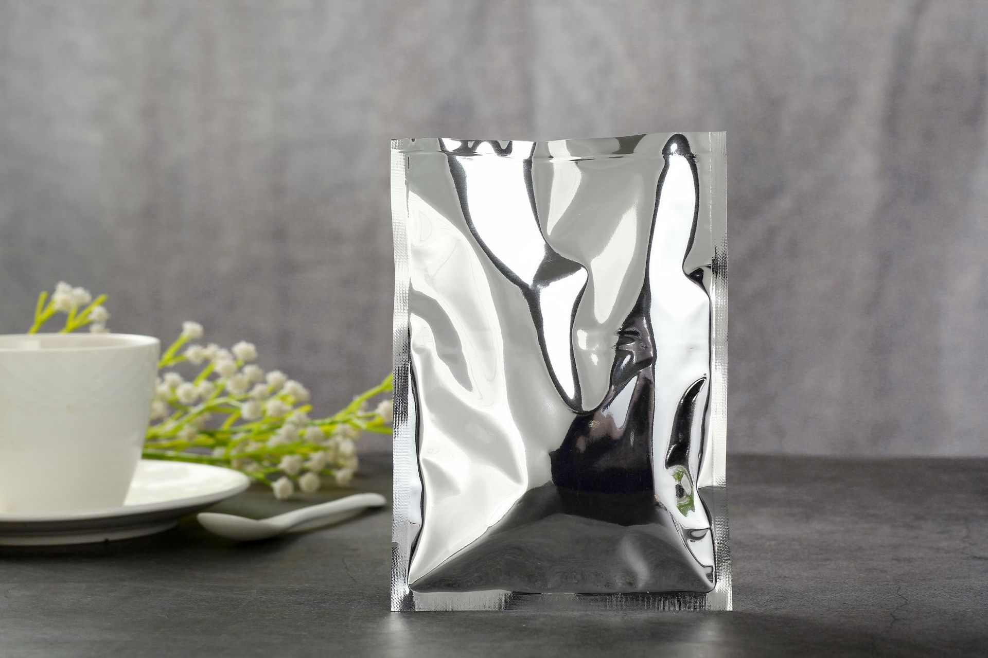 现货镀铝平口袋不透光三边封食品包装袋茶叶袋食品铝箔真空袋定做