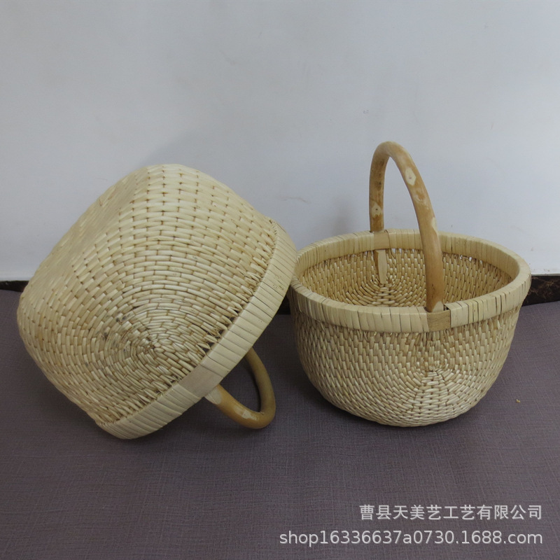 手提式柳编风收纳篮编织柳编筐小笆斗提篮垸子礼品篮子草编收纳筐