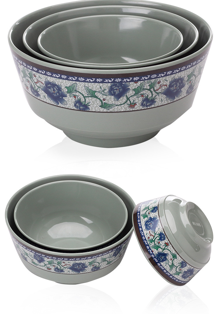 仿瓷蓝青花密胺拉面碗汤粉碗餐具中式快餐米饭粥碗麻辣烫反口大碗