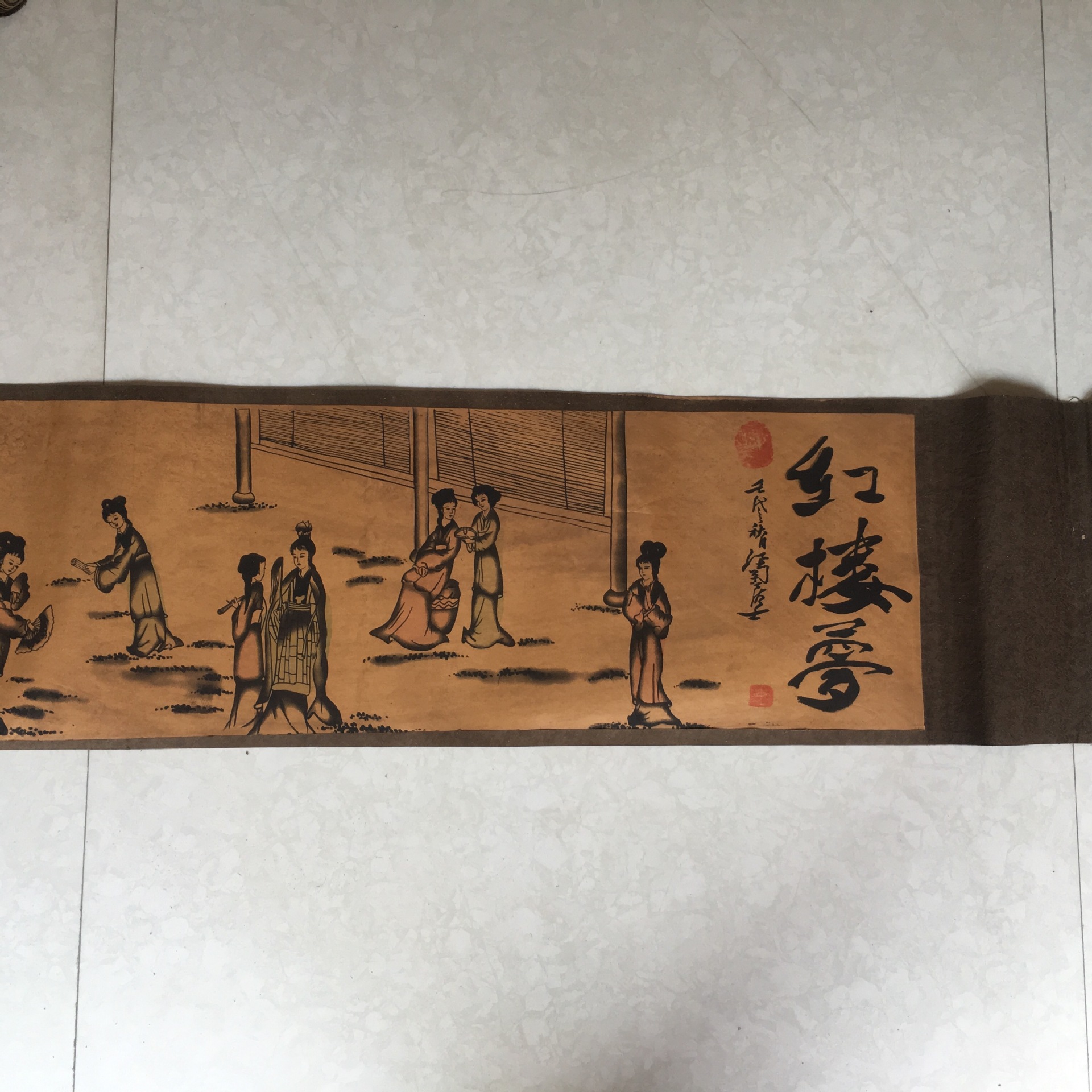 工艺品装饰画仿古字画长卷画古画绢布画 山水画已装裱工艺品