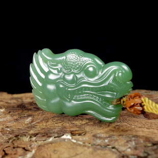 石灵珠宝 天然和田玉雕刻龙头挂件