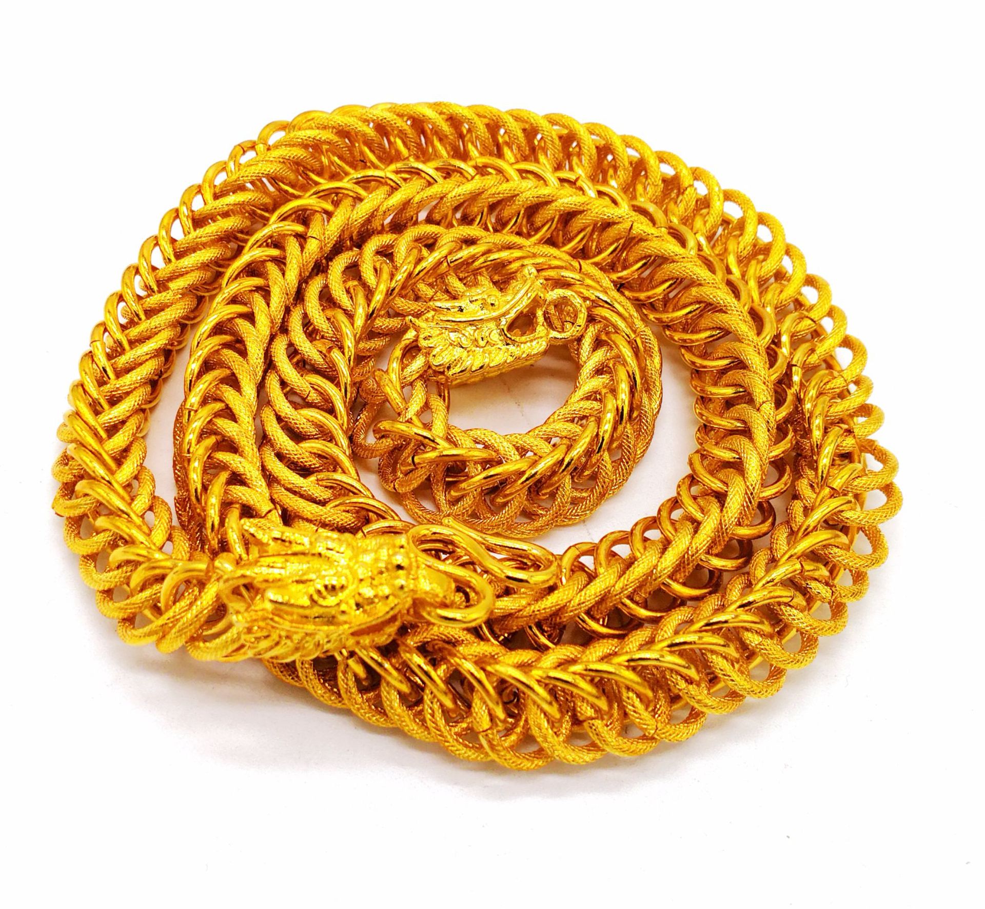 光线间布纹龙头链 简约黄铜渡金色龙骨项链 镀金色饰品厂家批发