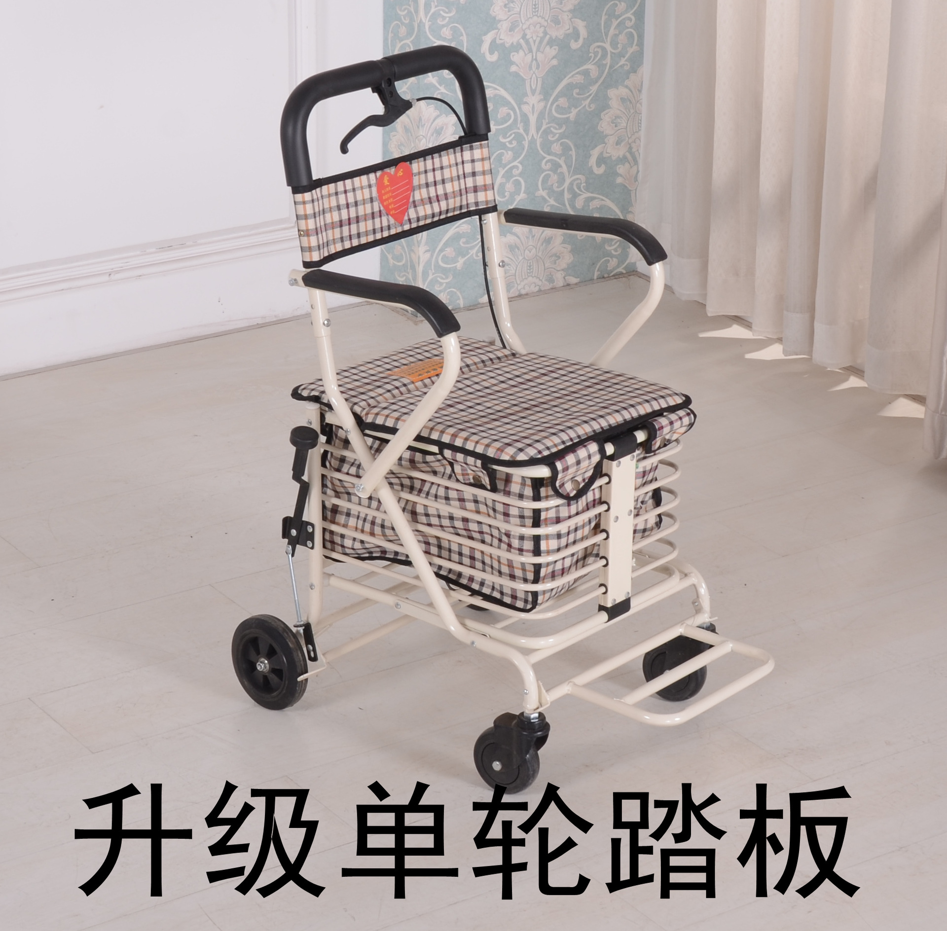 折叠买菜老年人代步车手推车购物车手扶车可推坐助行轮椅可坐