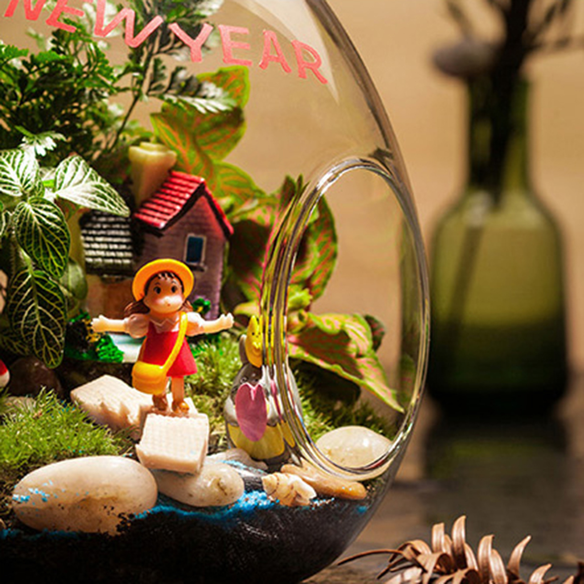 diy苔藓微景观摆件 植物蛋形创意办公植物龙猫新年生日结婚礼物