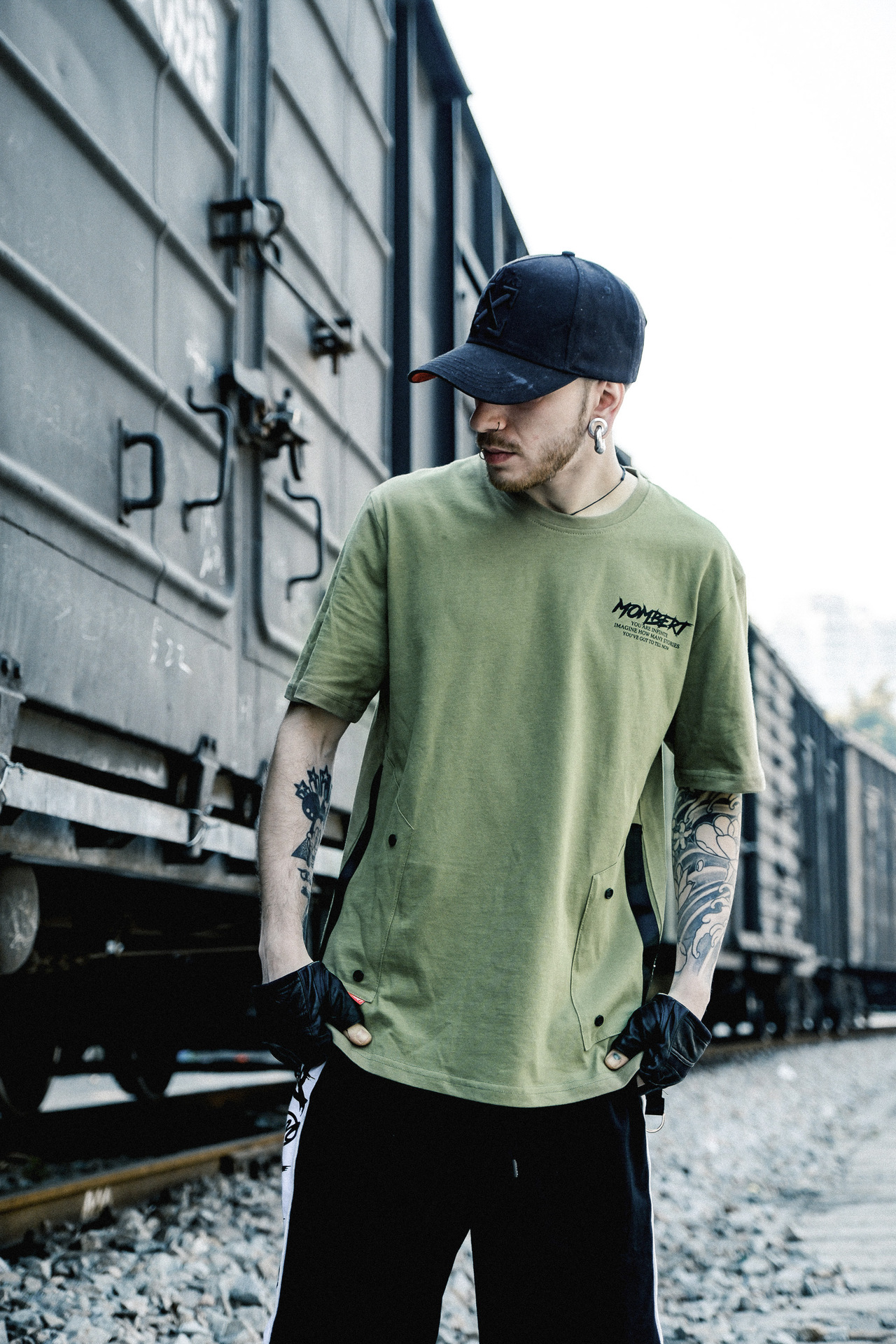 欧美街头oversize宽松织带半袖体恤衫男女嘻哈hiphop街舞短袖t恤