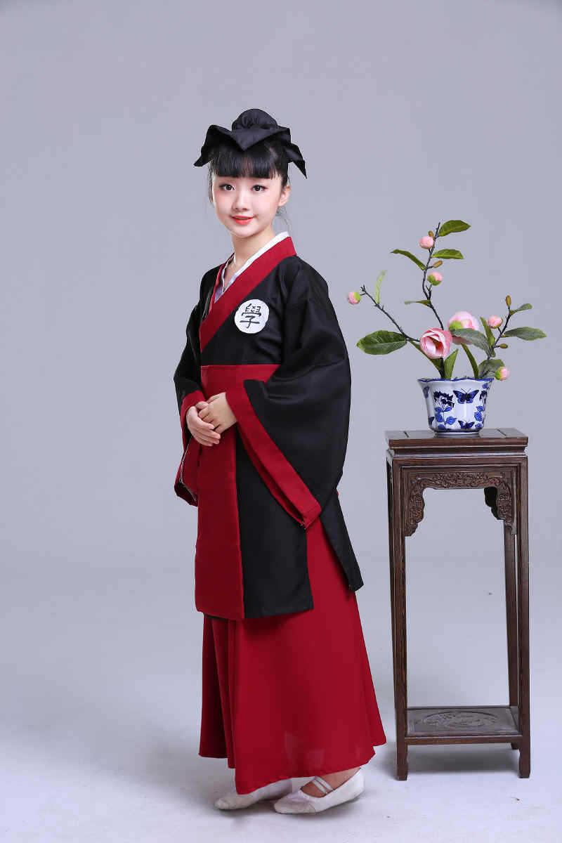 新款儿童国学汉服书童学士演出服古装学生幼儿朗诵班服毕业博士服