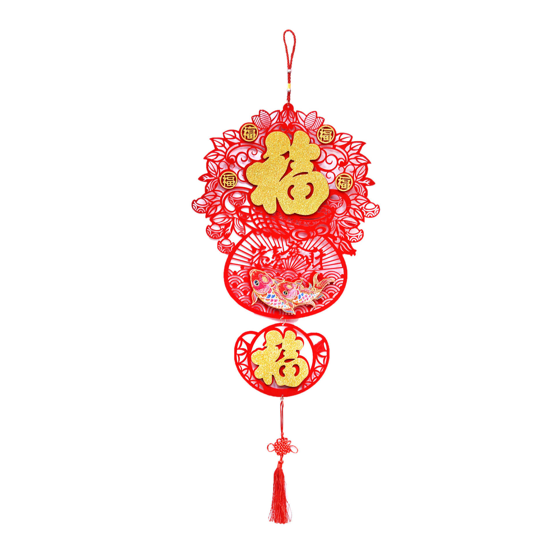 2021年春节对联福字挂饰剪纸立体烫金福字挂件春节饰品批发定制
