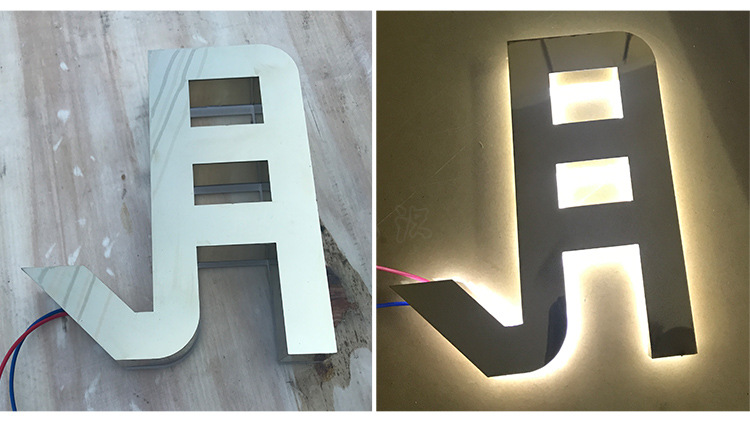 不锈钢背发光字定做精品背打光字led水晶迷你发光字门头招牌制作