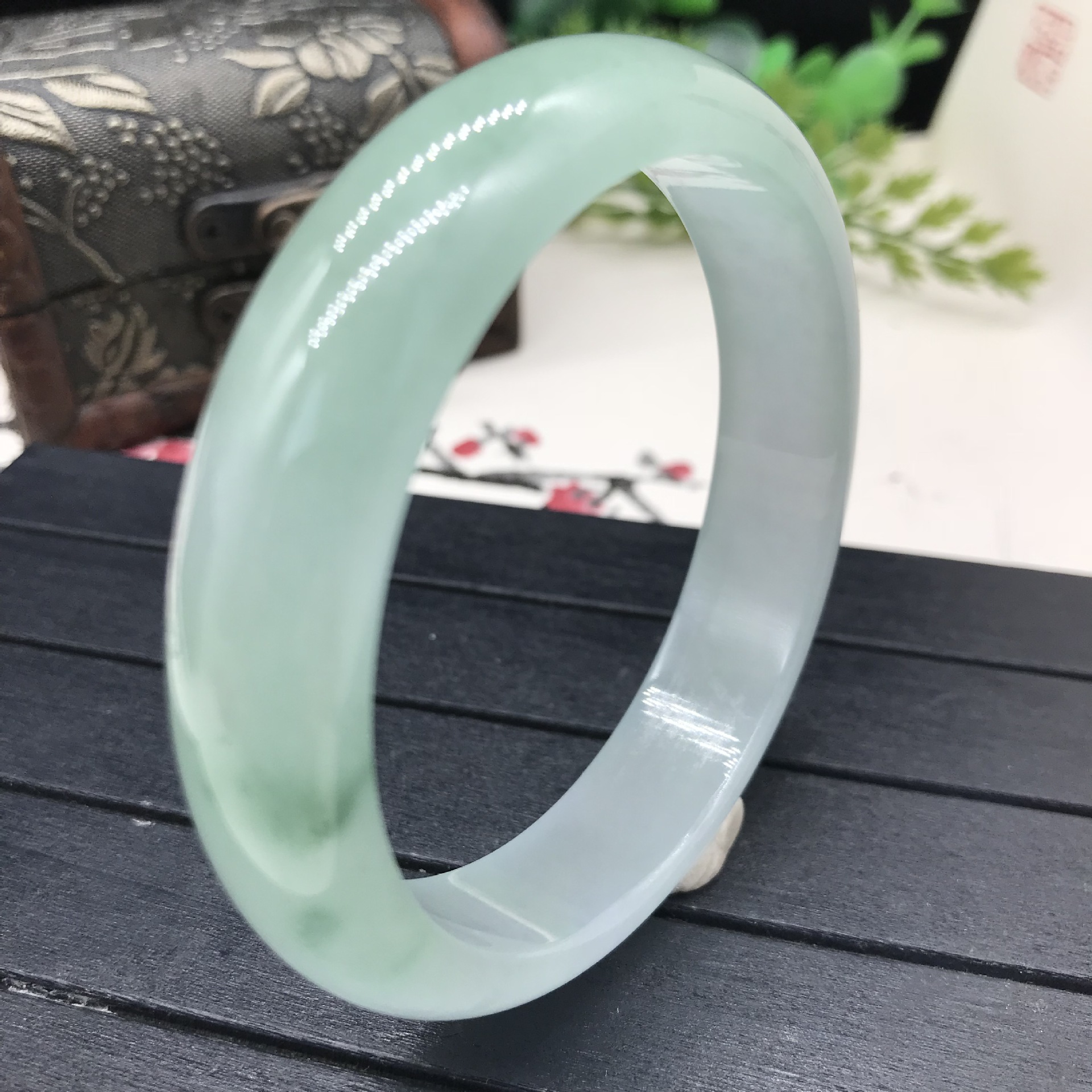 天然翡翠手镯 ab货翡翠玉镯 冰糯种玉石飘花镯子玉器手镯珠宝