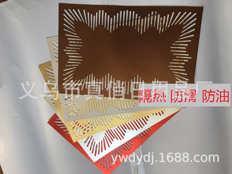 皮革镂空餐垫防滑隔热餐垫 欧式防水防滑桌垫详情5