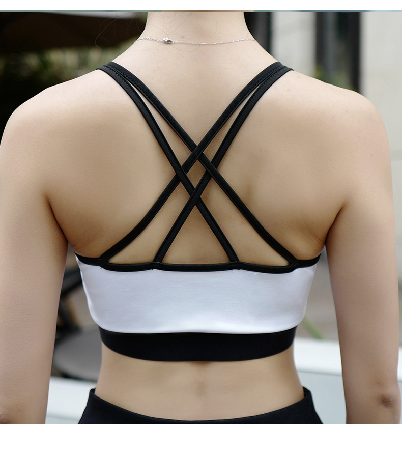 是月也运动文胸女背心式防震无钢圈跑步后背交叉美背内衣cj批发