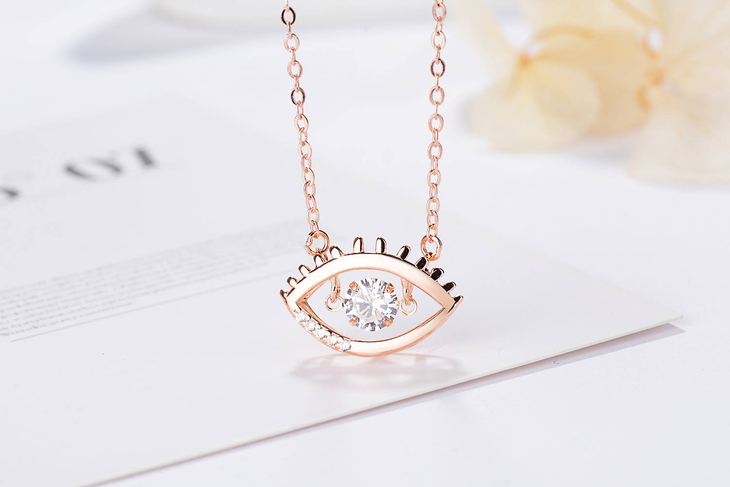 新品时尚创意天使之眼灵动项链韩s925银简约百搭短款饰品礼物