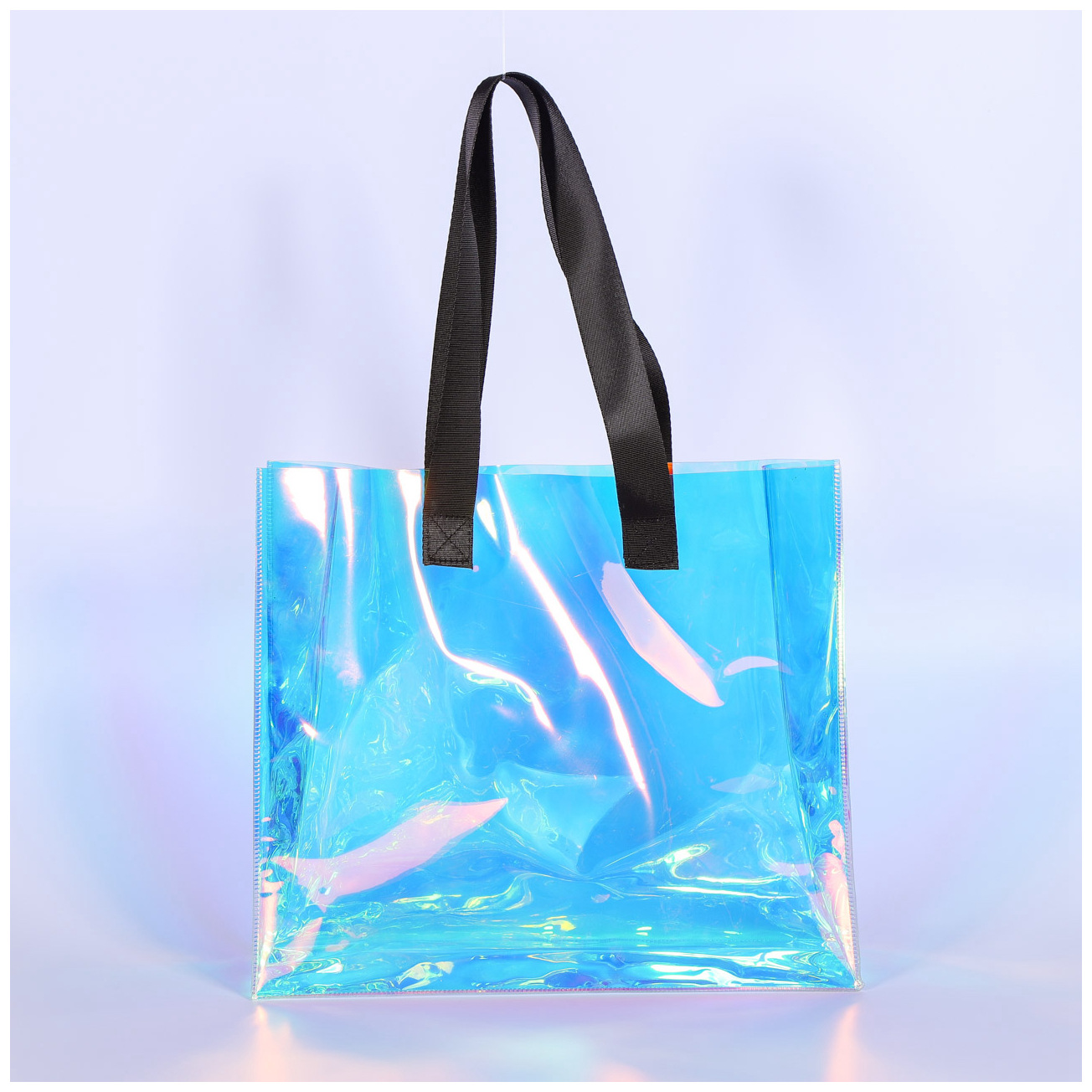 2018新款镭射透明手提包 镭射pvc防水旅行收纳塑料包 时尚女包