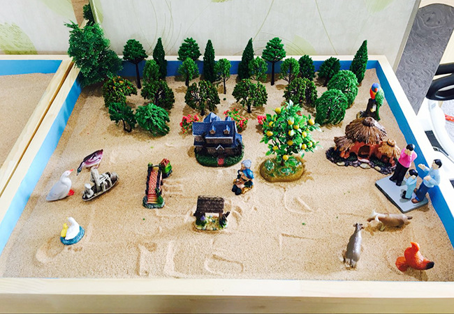 图二 沙盘游戏疗法作品展示