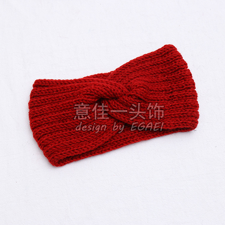 Factory Direct European and American New Knitted Wool Striped Front Cross Women's Fashion Hair Band