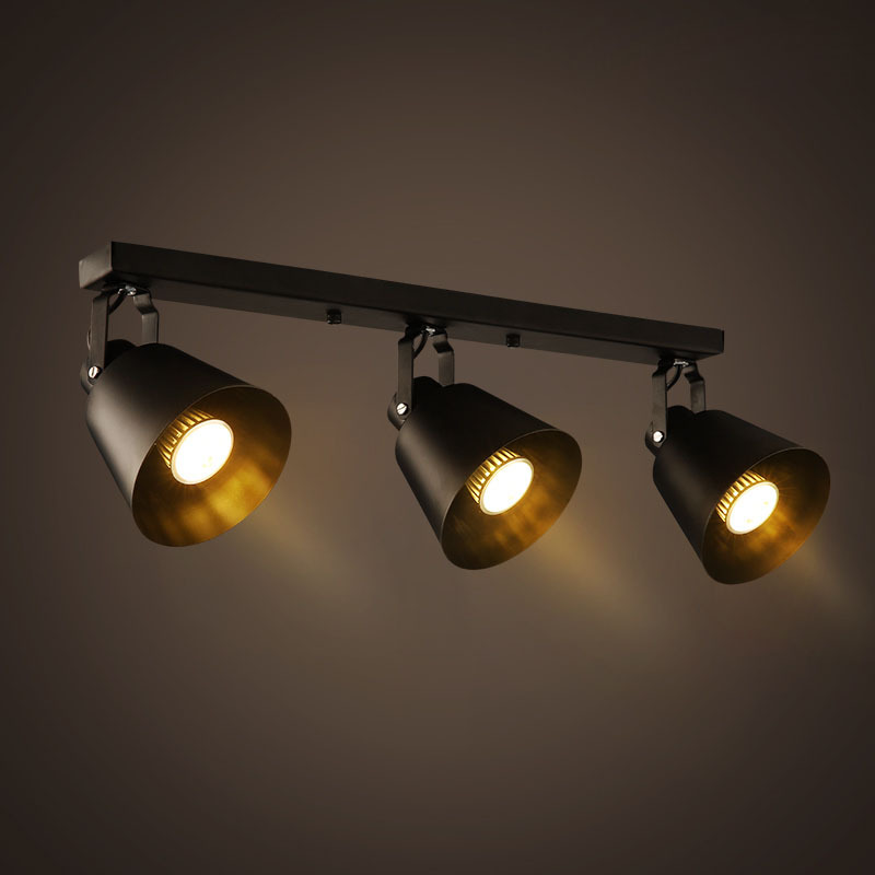跨境复古led轨道射灯服装店酒吧台长杆cob美式工业风导轨吊顶射灯