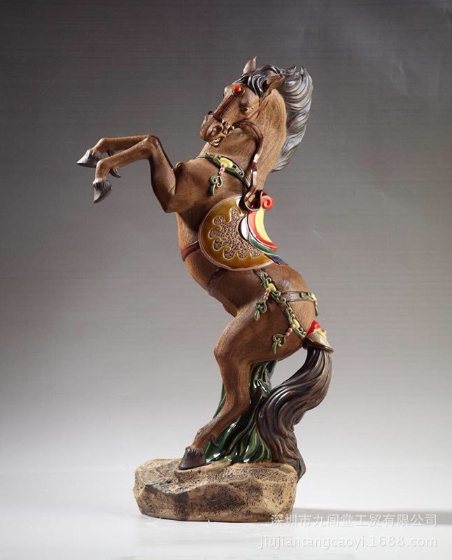 陶瓷马盛世腾飞策马奔腾石湾公仔镇宅吉祥物中式客厅玄关摆设礼品
