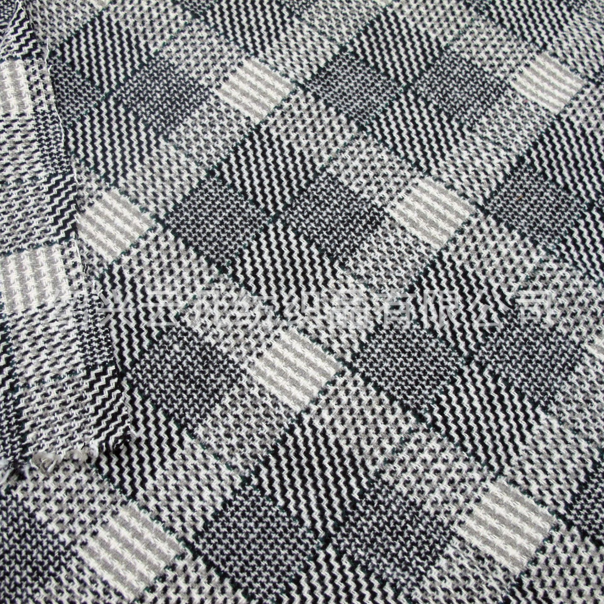 工厂热销 秋冬格子面料 粗支大纹路斜纹格子呢撞色格子布