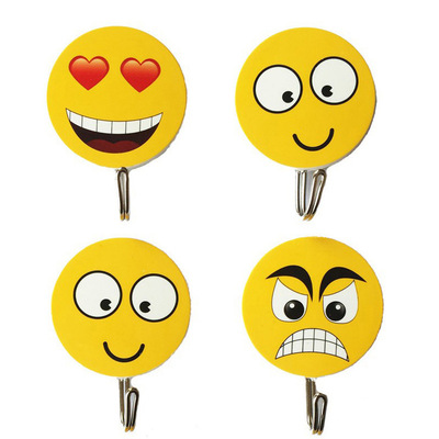 粘钩强力粘胶挂钩粘贴钩子可爱微笑表情家用勾墙壁宿舍承重免钉