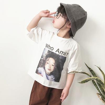 2018夏季新品童装 韩版儿童短袖 男女宝宝印花头像短t