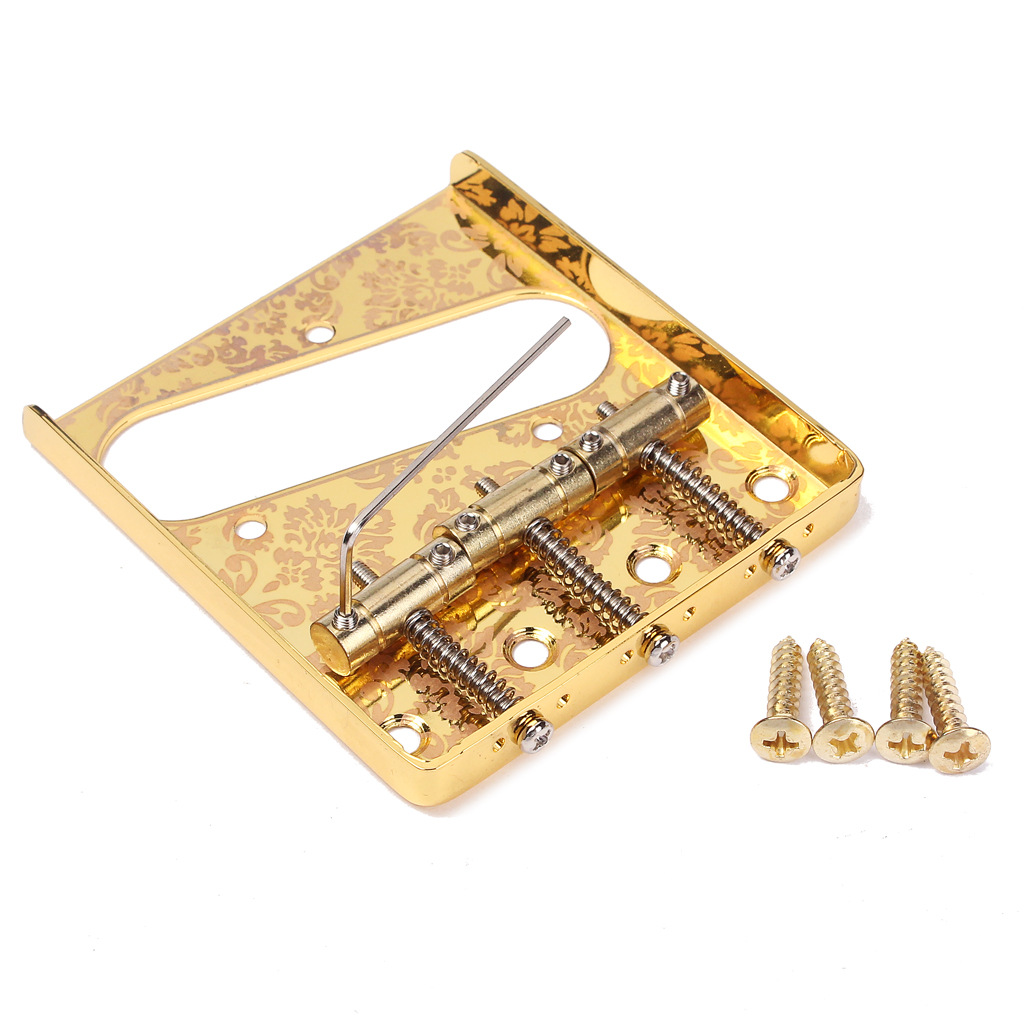 tl电吉他固定琴桥 折边金色花纹 黄铜弦码