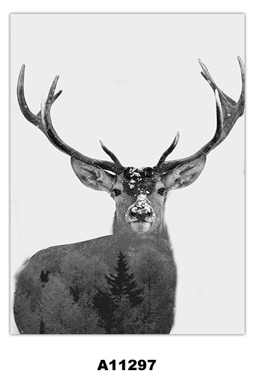 装饰画定制画心客厅沙发挂画酒店卧室壁画床头画画芯森系黑白麋鹿