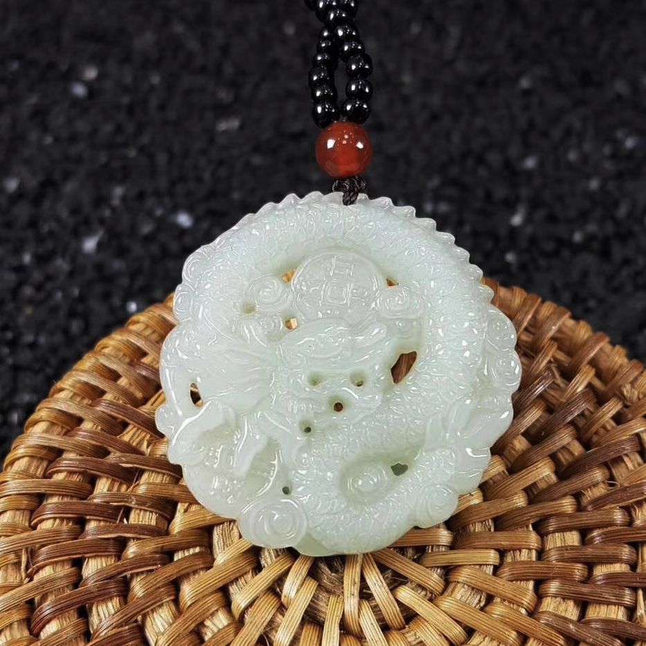 正品新疆玉石龙玉坠天然和田玉招财吊坠男女龙牌挂件项坠