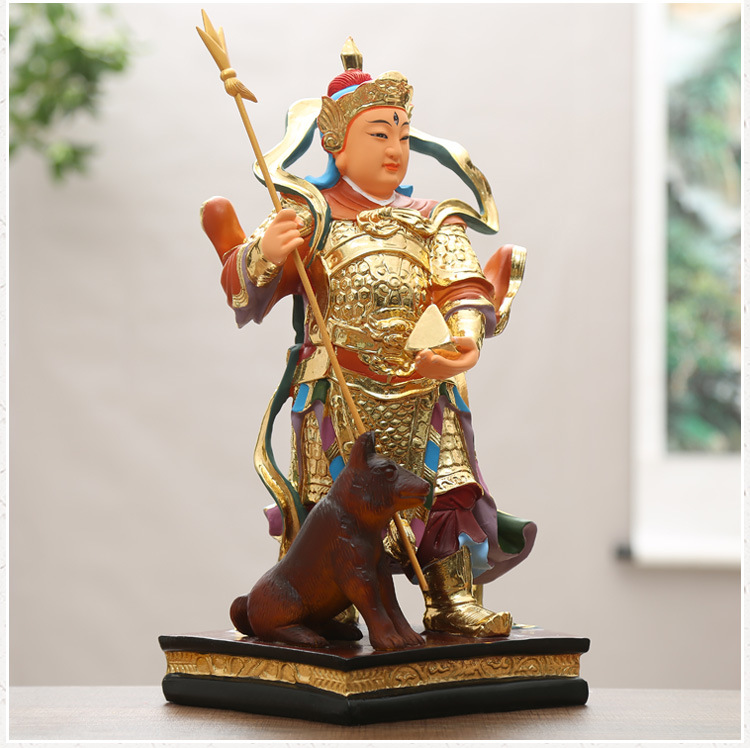 慈慧佛像二郎神神像 杨戬佛像坐像 站树脂二郎神 供奉12英寸30cm