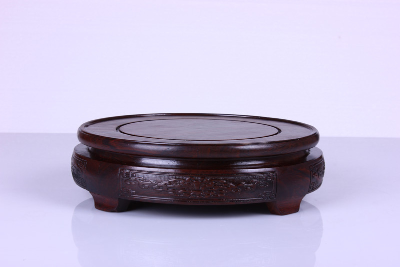 实木雕刻圆形底座底托花瓶假山盆景花盆佛像陶瓷工艺品摆件用