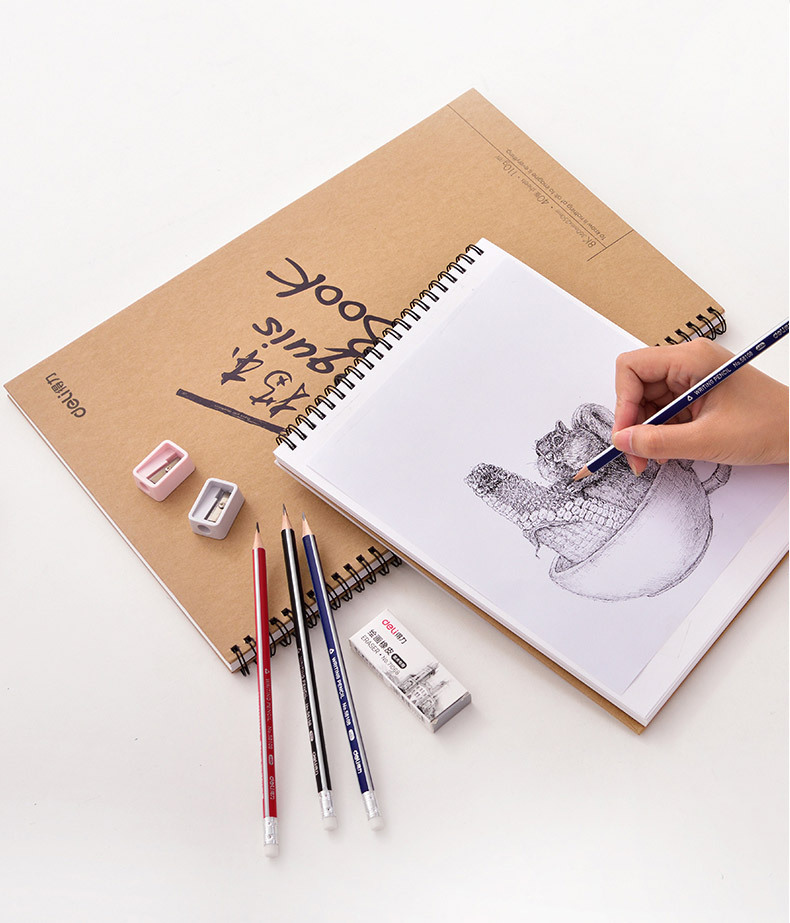 得力73601美术空白素描本图画本手绘用画纸绘画16k纸速写画画彩铅