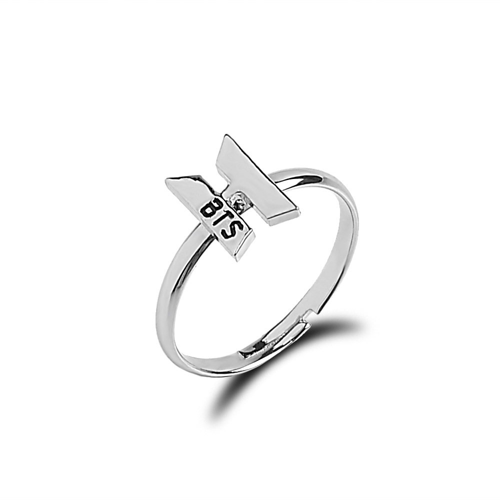 明星周边bts防弹少年团 got7标志戒指可调节关节指环戒指