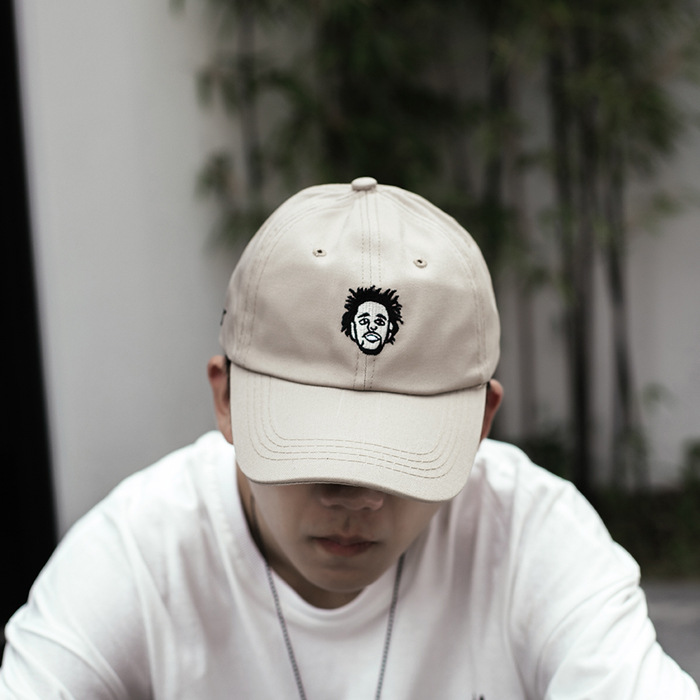 说唱歌手头像刺绣男女弯檐棒球帽ins网红水洗嘻哈软顶潮流鸭舌帽