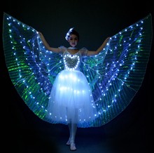 新款荧光蝴蝶舞翅膀服成人舞会披风LED发光舞蹈裙表演服一件代发
