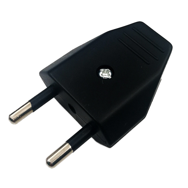 0mm欧规南美美标黑色铜电源插头 两级装配式