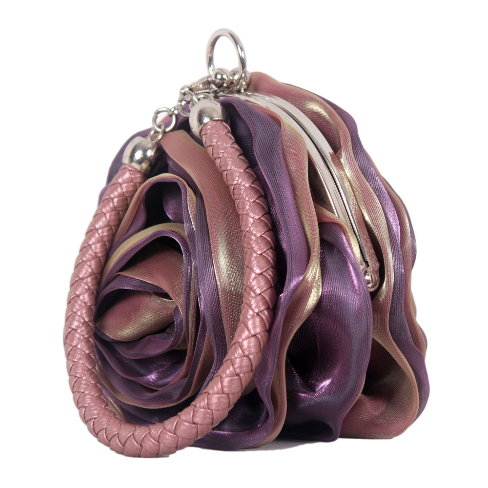 立体花朵女包手提包 日韩甜美玫瑰花朵包厂家直销丝绸零钱女孩包