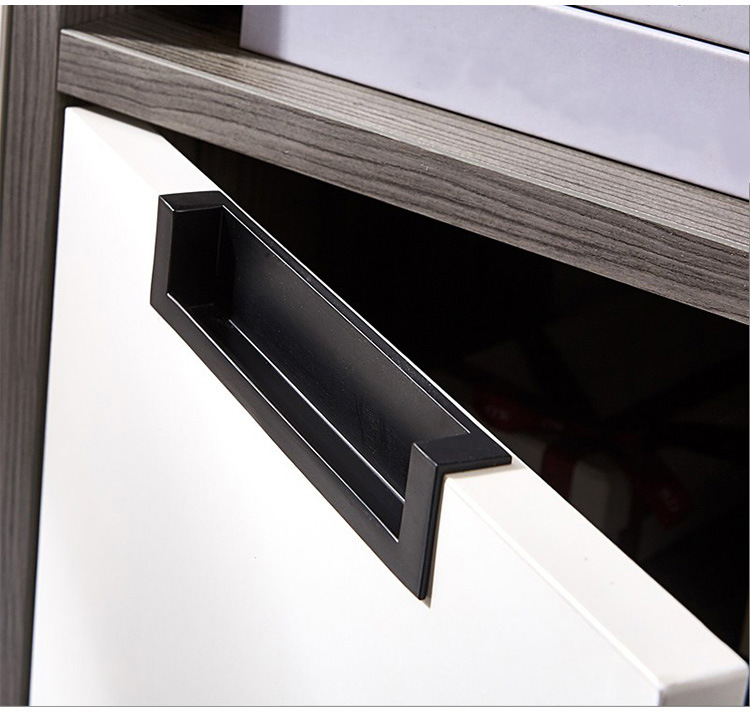 现代简约美式橱柜门衣柜抽屉隐形暗拉手北欧暗装嵌入式银黑色拉手