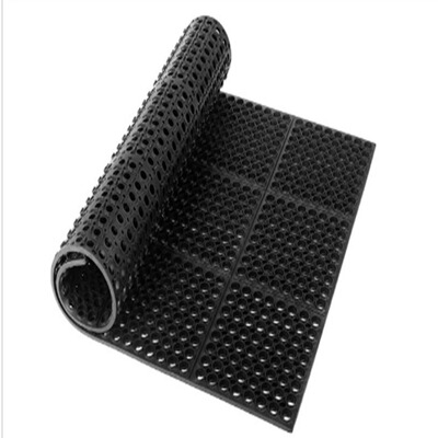 厂家批发厨房车间大孔橡胶防油防滑垫 厨房橡胶垫批发